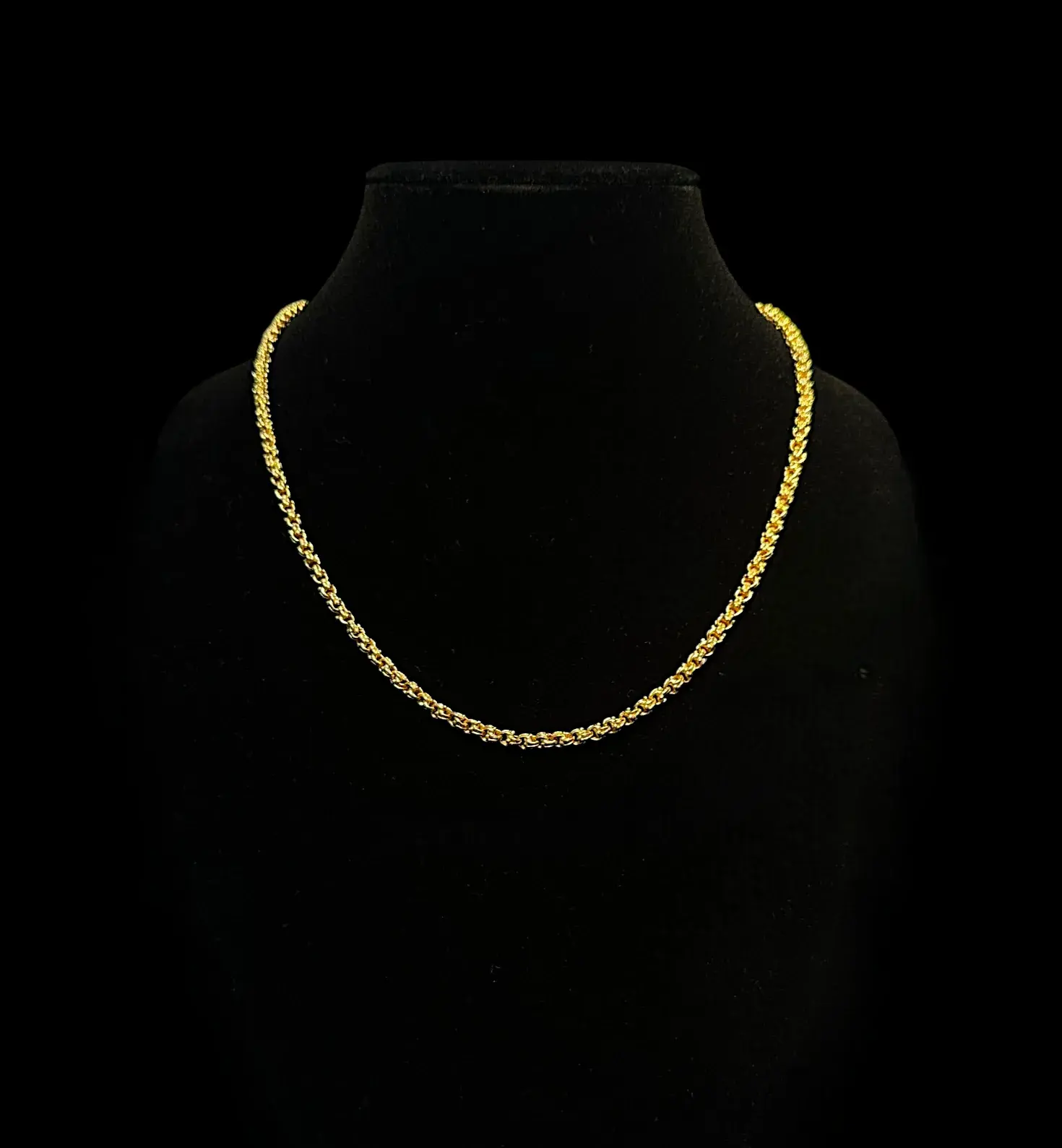 Solid 14K Gold Byzantine Link Chain Necklace