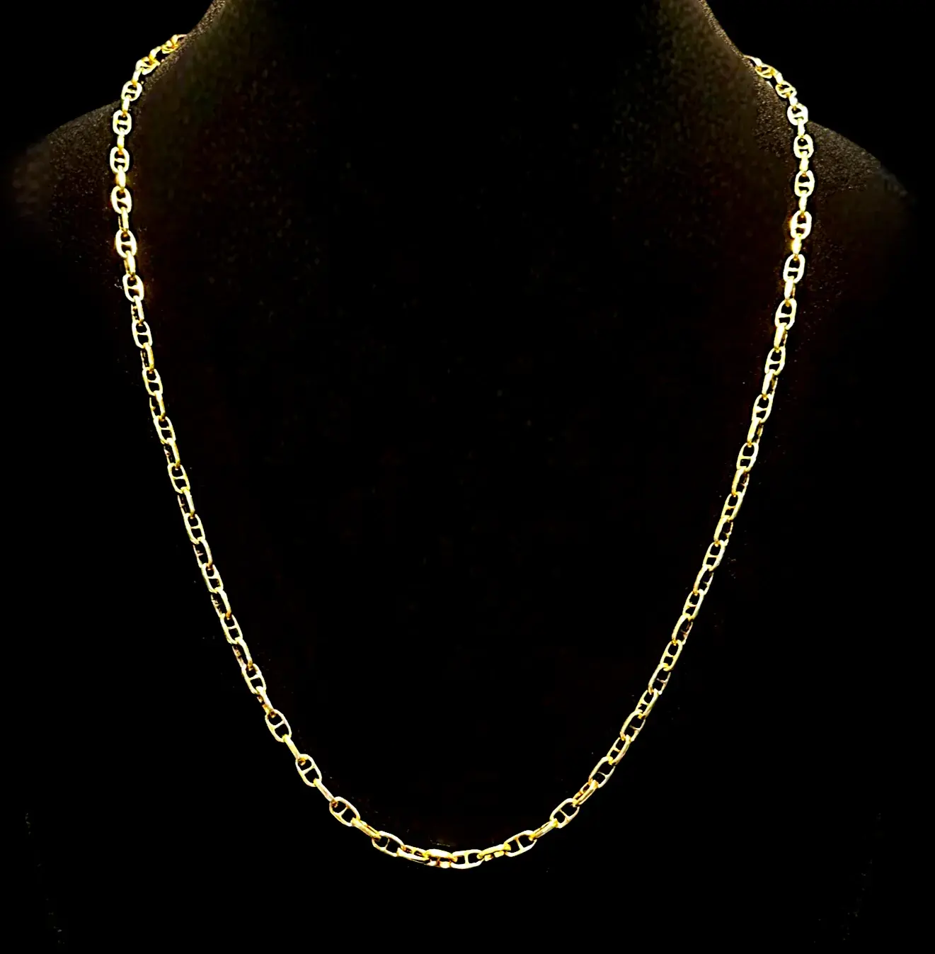 Vintage Italian 18K Gold Anchor Link Infinity Chain Necklace