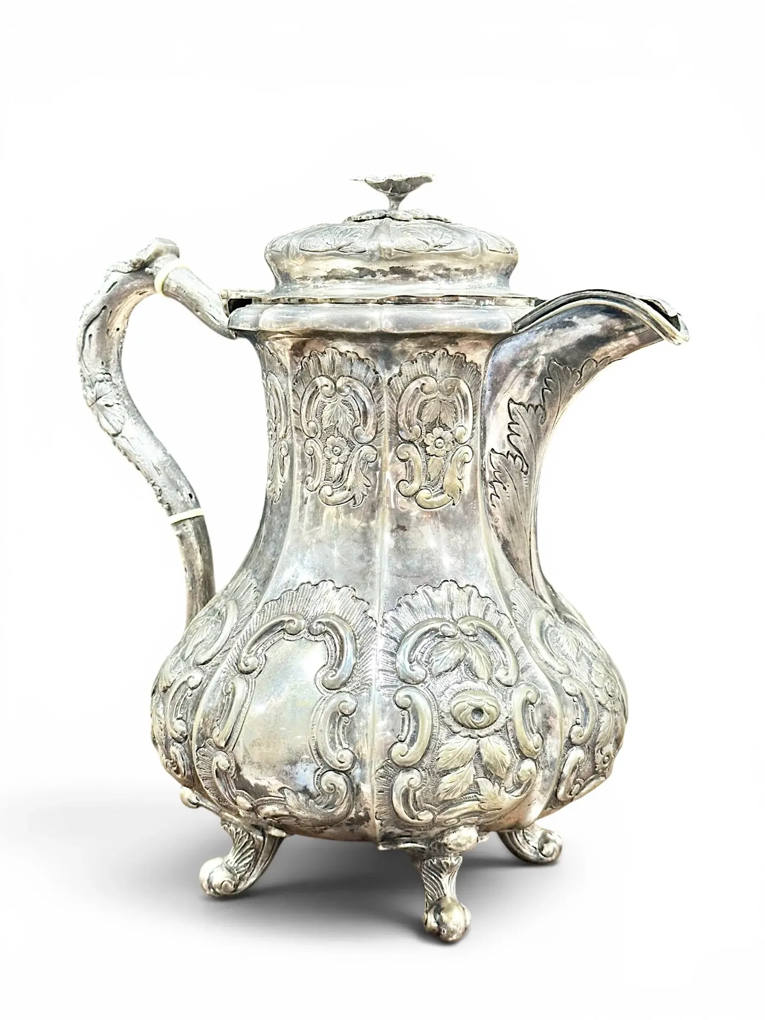 Ball, Tompkins & Black American Coin Silver Hand-Chased Repousse Coffee Pot