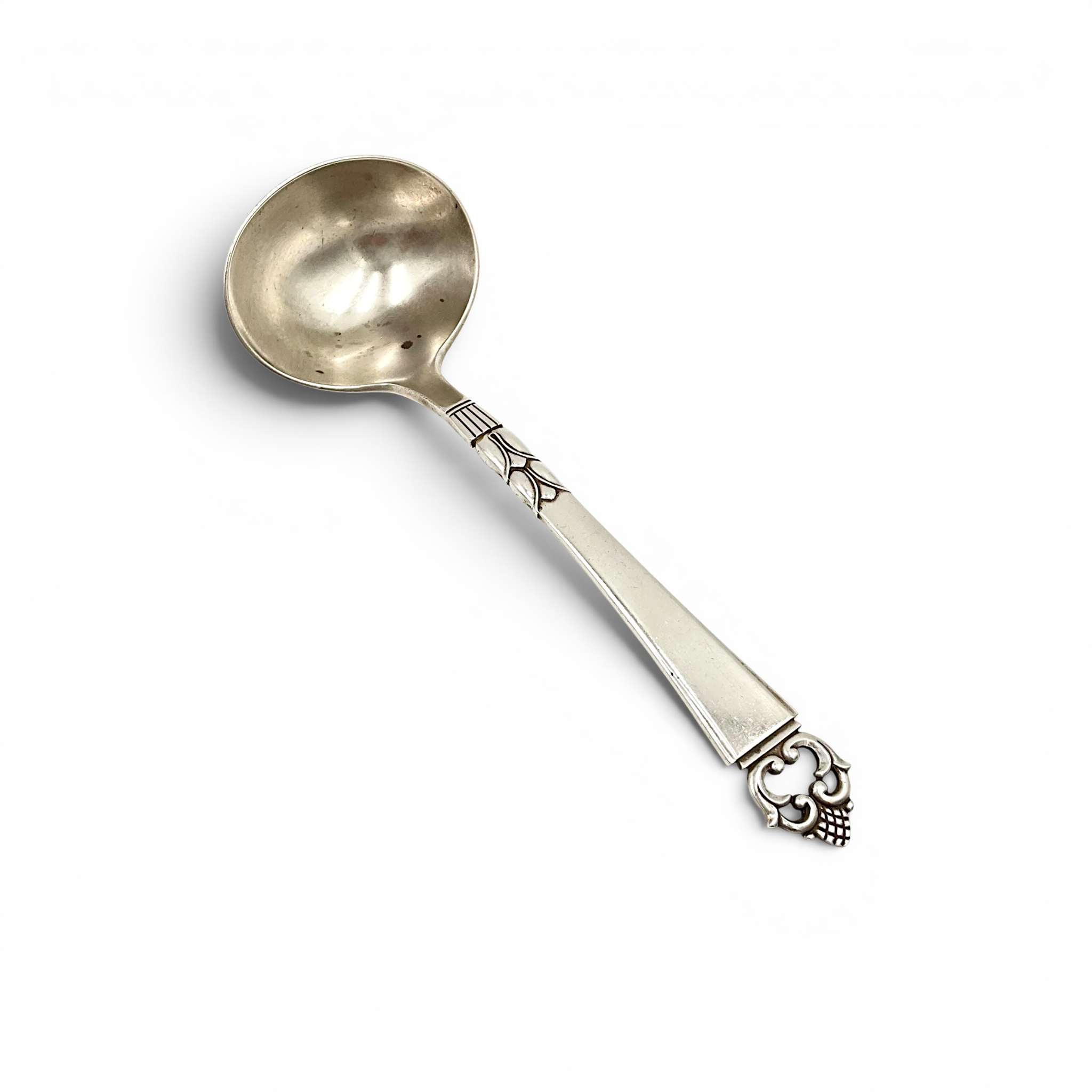 Frigast Sterling Silver Danish Modern Sauce Ladle — Acorn Finial, Denmark