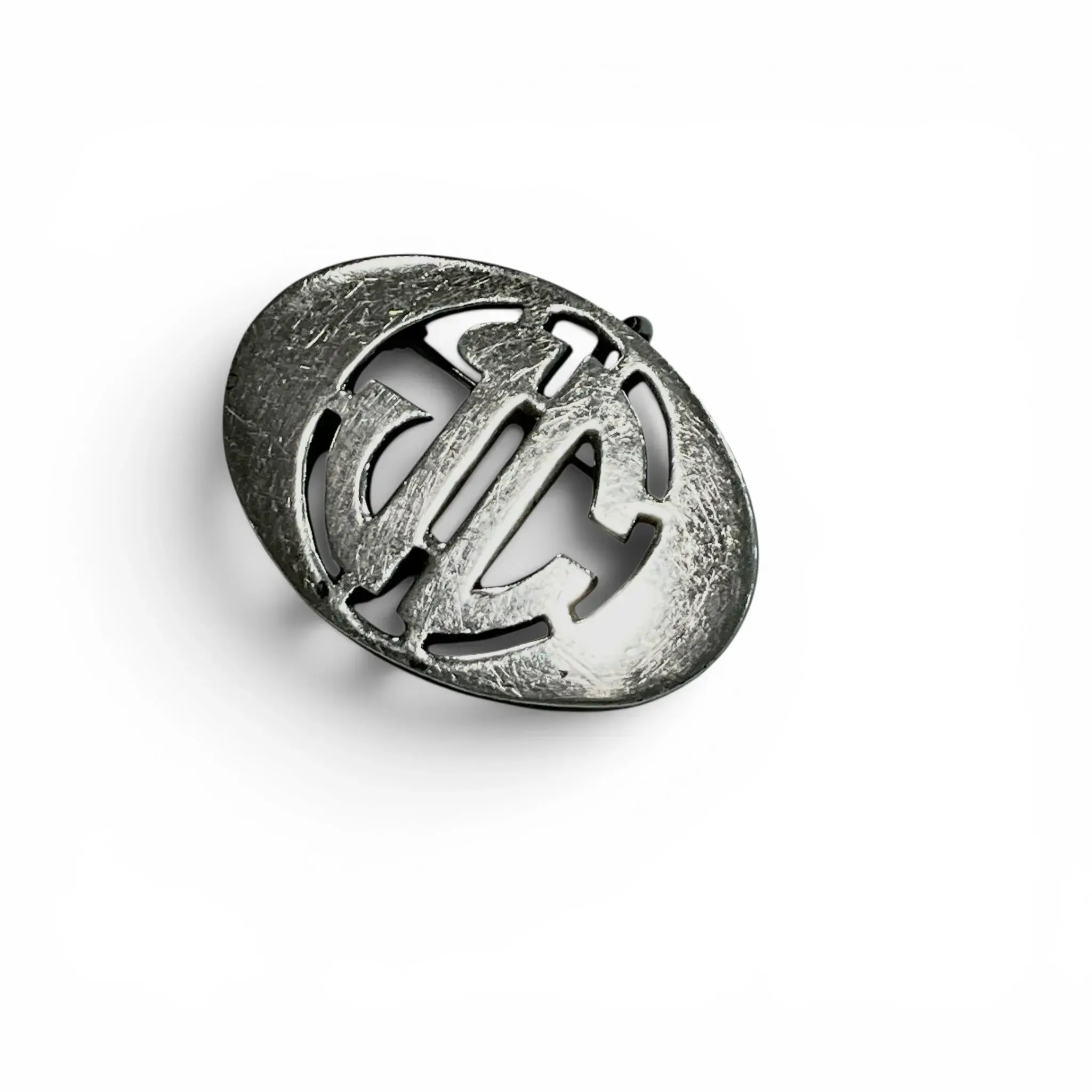 Sterling Silver Monogram Brooch / Pendant — Openwork "JC" Initials, Dual-Use Pin & Bail