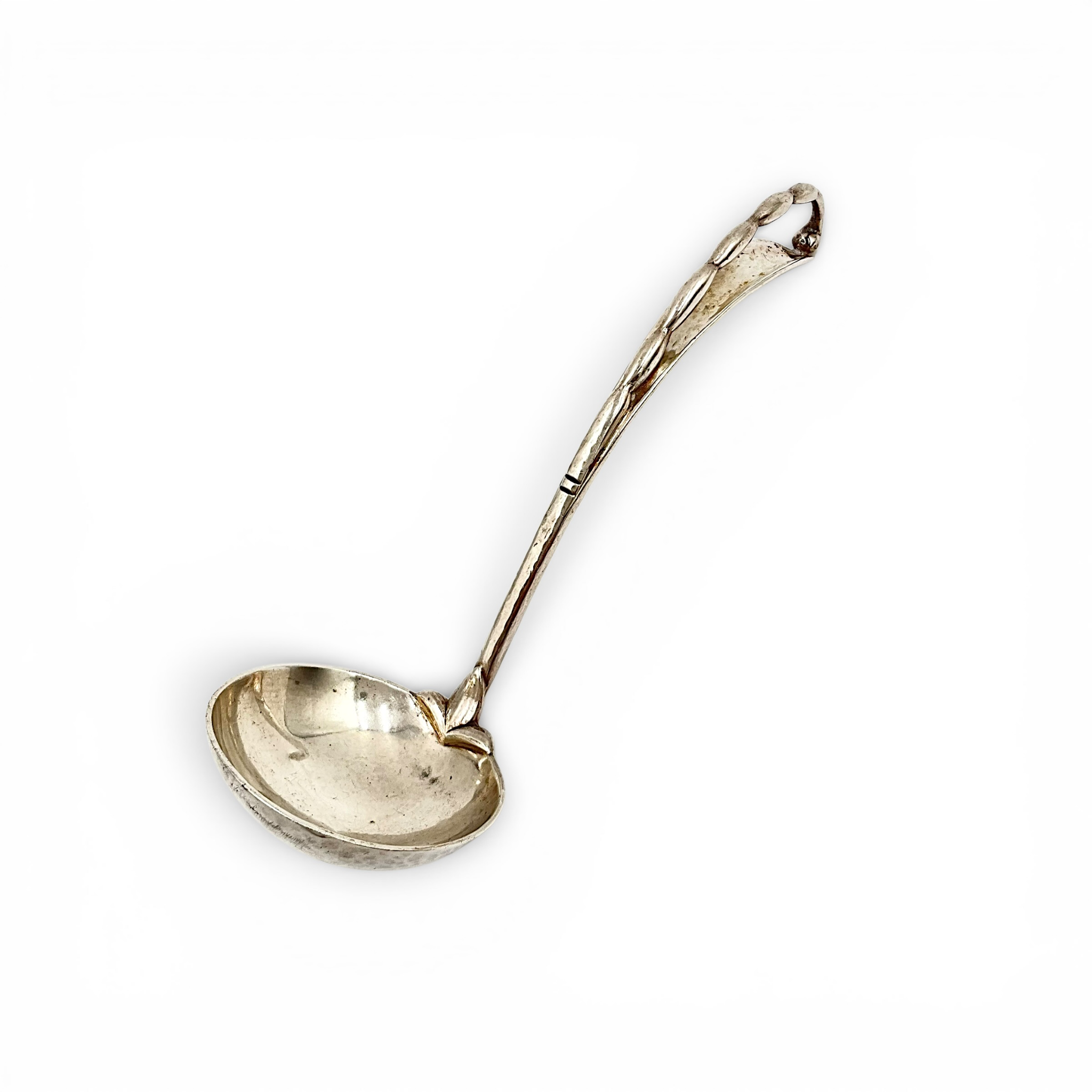 Vintage Danish Modern Solid Sterling Silver Organic Pea Pod Sauce Ladle