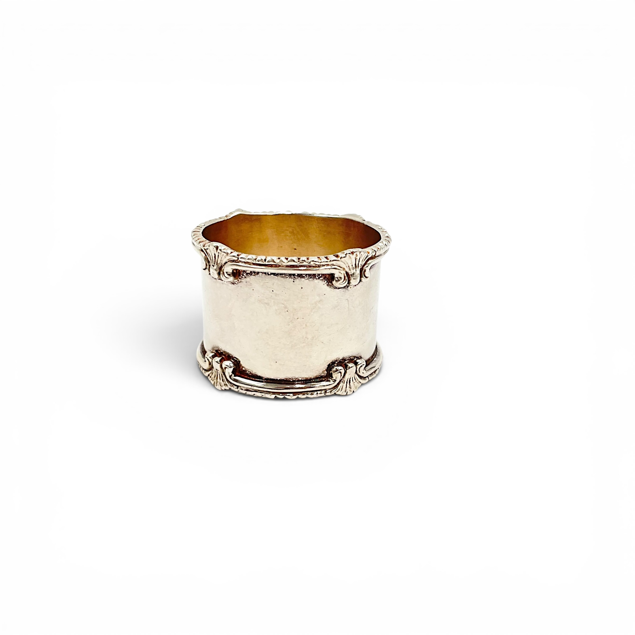 Vintage Sterling Silver Decorative Napkin Ring With Rococo-Style Scrollwork